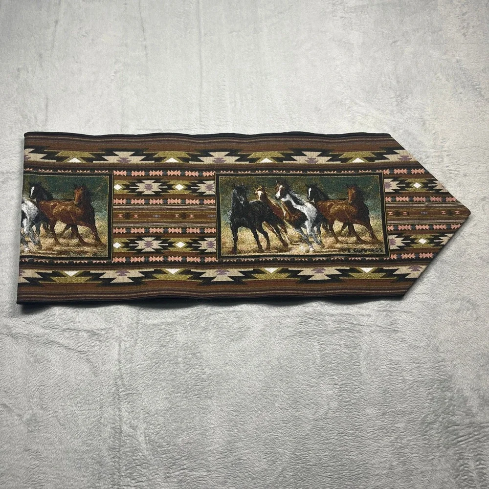 C. Cummings Table Runner Brown Southwestern Wild Horse Tapestry 68x13
